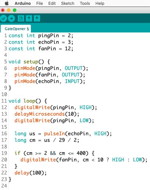 Fan project in the Arduino IDE