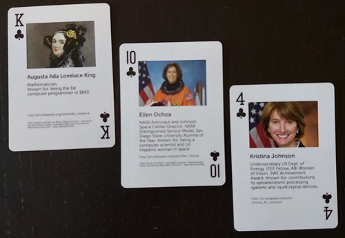 Three women in computing playing cards