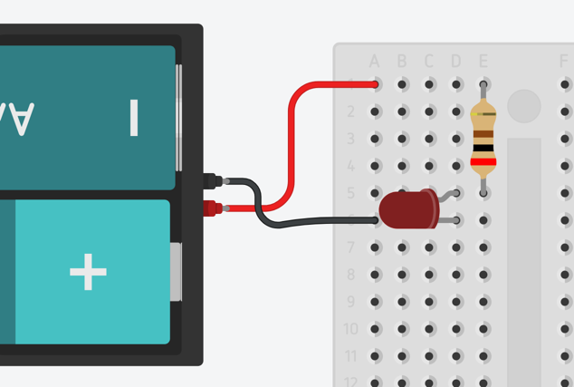 Simple LED circuit in TinkerCad